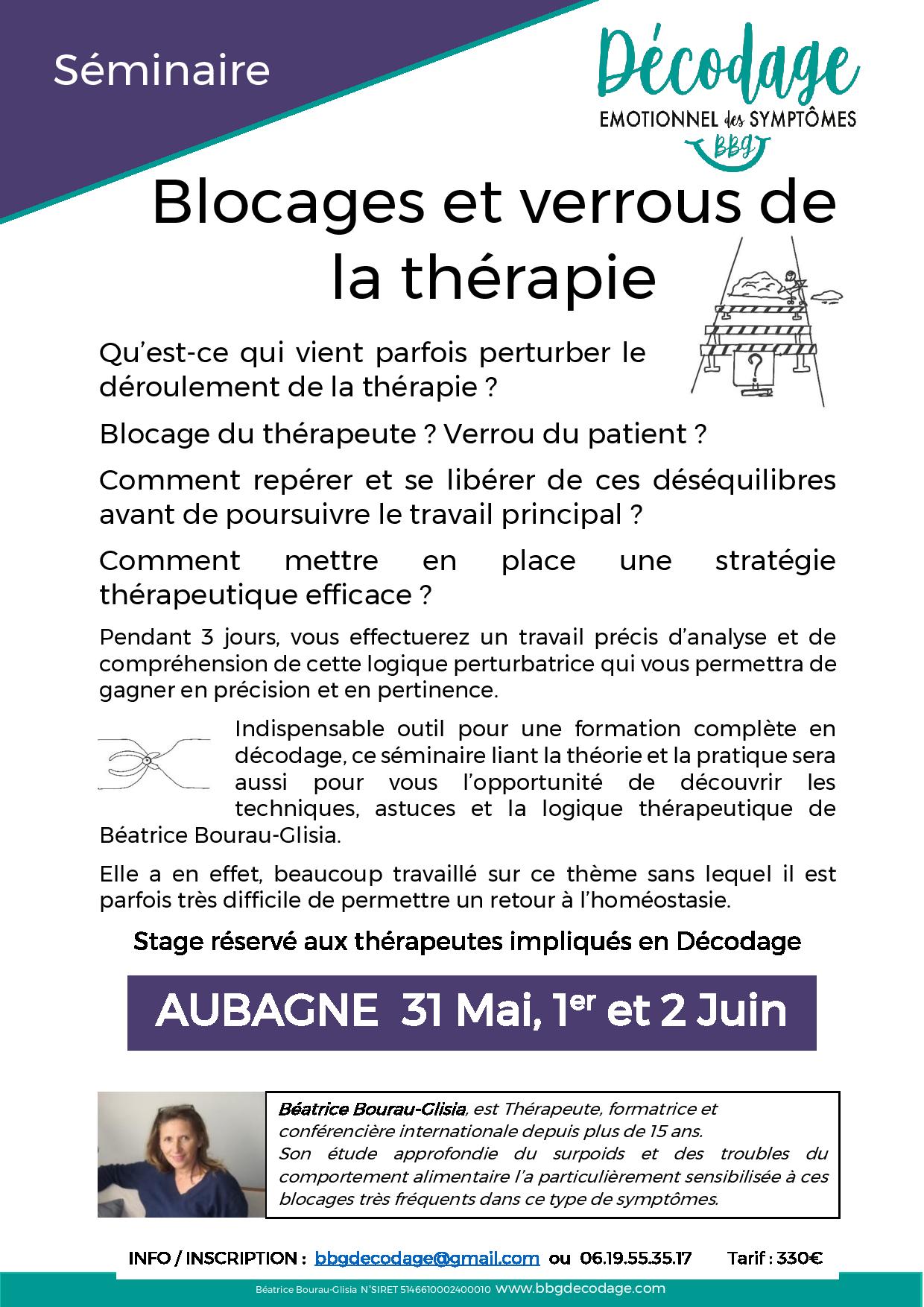 SEMINAIRE : BLOCAGES ET VERROUS DE LA THERAPIE - Décodage émotionnel ...